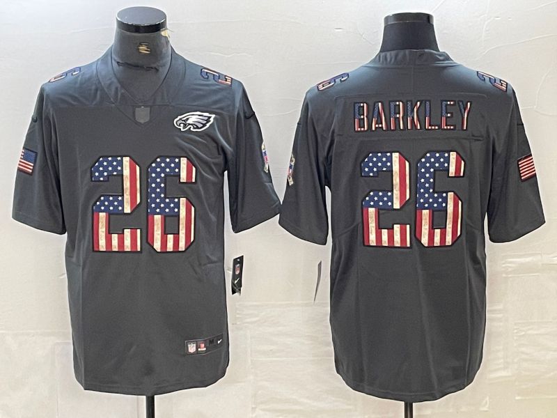Men Philadelphia Eagles #26 Barkley Carbon black retro national flag 2024 Nike Limited NFL Jersey